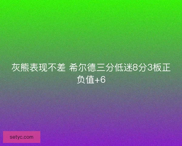 灰熊表现不差 希尔德三分低迷8分3板正负值+6