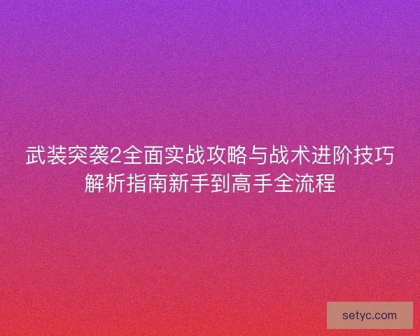 武装突袭2全面实战攻略与战术进阶技巧解析指南新手到高手全流程