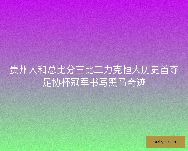 贵州人和总比分三比二力克恒大历史首夺足协杯冠军书写黑马奇迹